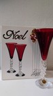 New 2 Vintage Cristal  D arques  Noel Christmas   Ruby Red Glasses  Flutes 9 5   