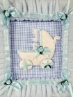 Tiny Treasure Photo Album Baby Carriage Light Blue Terry Satin Ribbon 4x6 Vtg 99