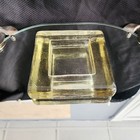 Recycled Light Green Glass Large Square Candle Holder Solid Heavy W candle 