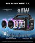 80w Bluetooth Speaker Wireless Loud Bass 20h Playtime Ipx6 Waterproof Tws Black