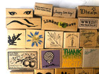 Huge Lot D  Vintage   Modern Wood Rubber Stamp Lot Of 75 Varying Sizes   Manu
