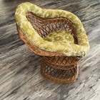 Vintage Child Size Wicker Chair Cane Rattan Boho Kids Pet Furniture Green Pad