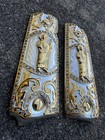 1911 Zirconia 45 38 Super Colt San Judas Gold Gun Pistol Grip Cachas   24kscrew