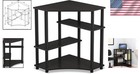 Stylish Espresso Corner Computer Desk With 3 Shelves - Compact   Durable