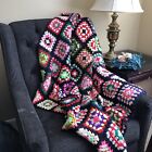 Handmade Colorful Granny Square Crochet Afghan Roseanne 80   x 50    Throw Blanket