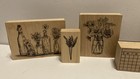 Wood Rubber Stamp Set Floral   Calendar Journal Scrapbooking Lot