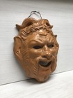 Vtg Heavy Rustic Terracotta Finish Mythical Pan Face Hanging Wall Art Mask