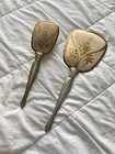 Vintage Gold Tone Floral Women   s Vanity Set Mirror   Brush 1950s Hand Held