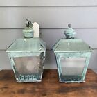 2 Antique Copper Arts   Crafts Light Wall Sconces Outdoor Architectural Salvage