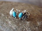 Navajo Sterling Silver Feather Turquoise Post Earrings By Joe