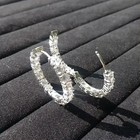 4 00ctw Round Cut Real Moissanite Inside Out Hoop Earrings 14k White Gold Plated