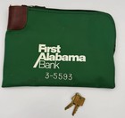 First Alabama Bank Vintage Zipper Deposit Money Bag With Lock And Two Keys 