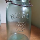 Hero Hfjc Cross Quart Fruit Jar W original Hfjc Cross Lid   Clamp Shiny Nice