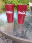 Vintage Coca Cola Red Textured Plastic 24 Oz Pizza Hut Tumbler Cups Set Of 2