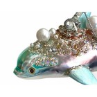 Dolphin Christmas Ornament Blue Glass Nautical Ocean Seaside Jeweled