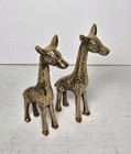 Pair Of Vintage Brass Giraffe Figurines 