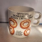 Vtg Official Oversized Dunker   s Donut Mug cup Double Handles  Floats Whole Donut