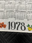 1978 Calendar Linen Tea Towel Gindi International Fruit And Vegetables