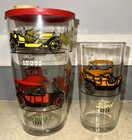 Vintage Hazel Atlas Antique Car Glasses  Set Of 7 Plus 1 Pint Glass
