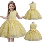 Kids Flower Girls Party Tutu Dress Bridesmaid Wedding Princess Yellow Gown 1-7y