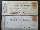 5x 1867 To 1877 Vintage Bank Checks Fidelity  Lloyd  Manufacturers Bank Z103