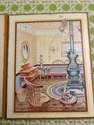 Vintage Country Wood Plaque Art Prints Set Of 2 - Cast Iron Stove   Parlor Room