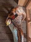 Huge Vintage Mid Century Modern Oriental Pheasant Couple Ceramic Figurine Italy