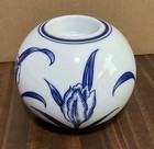 Vintage Bombay Tealight Votive Candle Holder Cobalt Blue   White Porcelain 