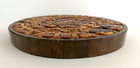 Vintage Wooden Aztec Mayan Mexico Calendar Hand Carved Inlay Wood Art Mexican 