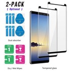 For Samsung Galaxy Note 8 Leather Wallet Pouch Phone Case Cover   Tempered Glass
