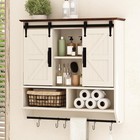 Farmhouse Bathroom Wall Storage Cabinet - Sliding Barn Doors  Rustic Decor