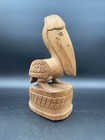 Vtg Hand Carved Wood Pelican Figurine 7    Coastal Beach Rustic Nautical Folk Art