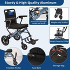 Lightweight Folding Wheelchair 16in Seat Aluminium Transport Chair With Brakes
