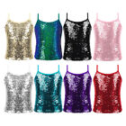 Kid s Girls Dancewear Shiny Tank Vest Modern Tops Exercise Costume Activewear