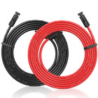 10 12 Awg Solar Panel Extension Pv Cable Wire Connectors Pair Black Red 6 4mm  