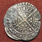 Medieval Europe Silver Hammered Coin - Facing Bust crowned Portrait  Long Cross