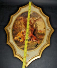 Italian Florentine Classical Wood And Gilt Wall Plaque Large Vintage 1970s Print