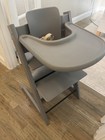 Stokke Tripp Trapp Gray High Chair W  Removable Tray  Safety Harness  Footrest