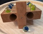 Vintage Toy  Wooden Box- For Tic Tac Toe With 10 Marbles With Storage