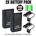 2x Rechargeable Battery Pack Usb Charger Cable For Xbox 360 Wireless Controller