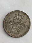 1943 Uruguay 50 Centesimos  720 Silver Coin