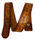 True Vintage 70s Leather Belt S Hand Painted Tooled Hippie Boho Flower No Buckle