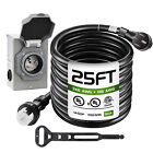 50 Amp 25ft Generator Cord And Waterproof Power Inlet Box Combo Kit Etl Listed