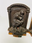 Antique Art Deco  thinker  Brass Bookends  Great Shelf Decor  5 5 Inches Tall