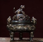 Qianlong Signed Old Chinese Bronze Incense Burner W dragon N2838