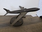 Vintage Desktop Brass Airplane Jet On Brass Circular Base 12  Long 