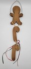 Wooden Gingerbread Man Candy Cane Wall Hanging Christmas Hand Painted Folk Art