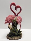 Vintage Flamingo Couple Figurine     11 5  Tall Heart Shape Necks Tropical Bird