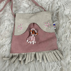 Southwestern Leather Girls Purse Crossbody Bag Beaded Doll Fringe Made In Usa
