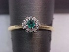 Vintage Natural Green Emerald And Diamond Ring 14k Yellow Gold Size 6 75